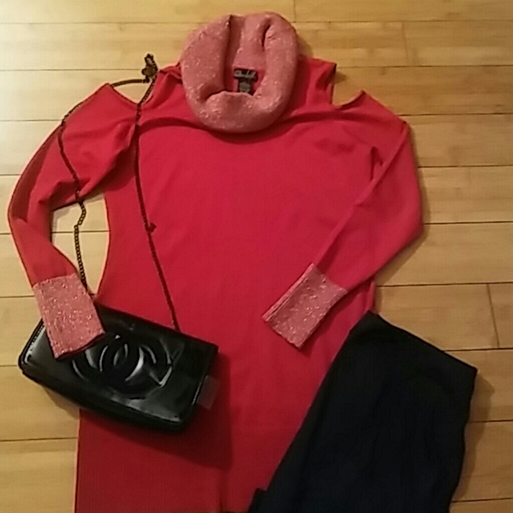 Hot pink turtle neck very cute sweater